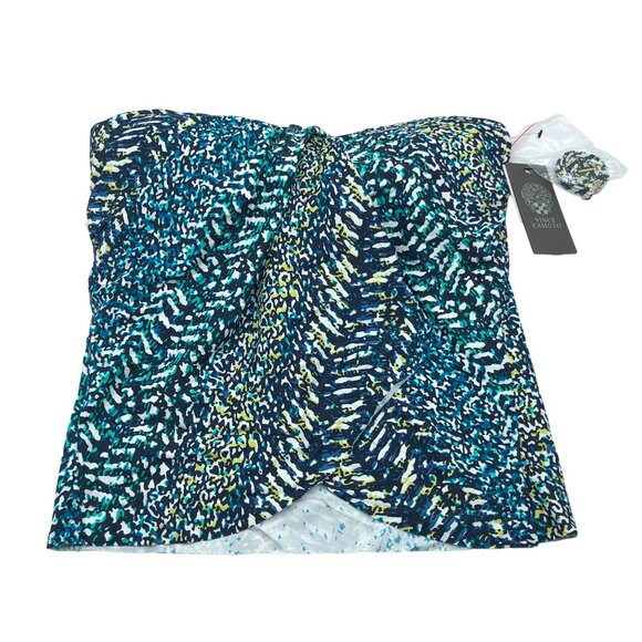 Vince Camuto Removable Strap Halter Blue Green Animal Print Tankini Top S - Picture 3 of 5